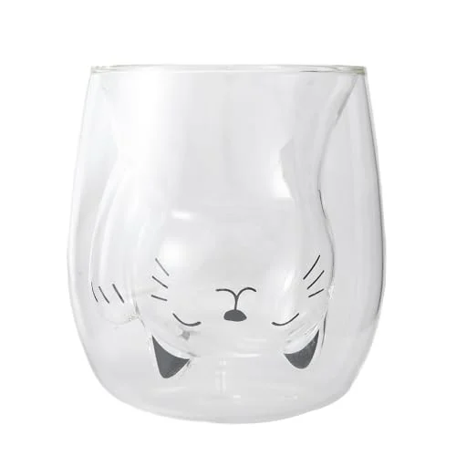 lachineuse Maneki Neko vit kattmugg dubbelväggigt glas kapacitet 220 ml kaffekopp, te, varm choklad, cappuccino japansk deco mugg Japan Asien presentidé 3700512431954